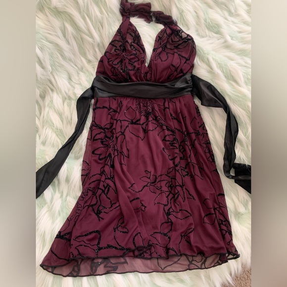 Purple Floral Halter Dress - Short - Women’s Small - Picture 2 of 7